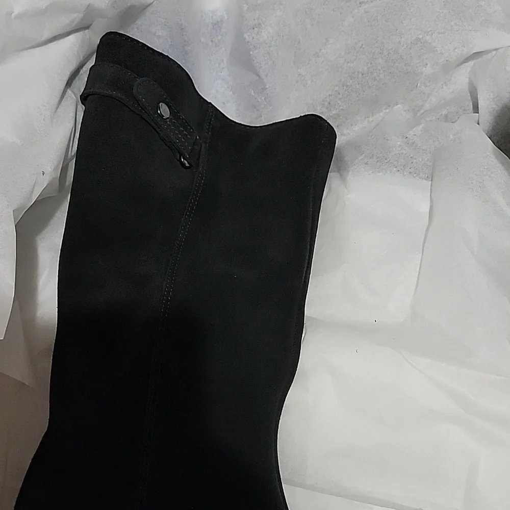 New La Canadienne Lizza Smoke Black Suede Zip Waterproof Boots
